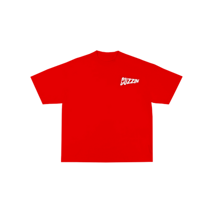 Buzzin Embroidered Red Tee